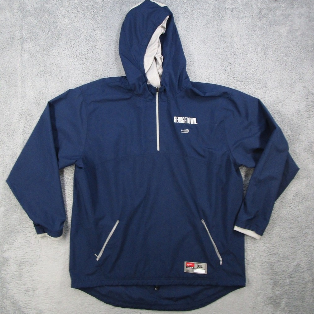 Nike Georgetown Lacrosse Windbreaker Mens XL Navy Blue Quarter Zip Pullover